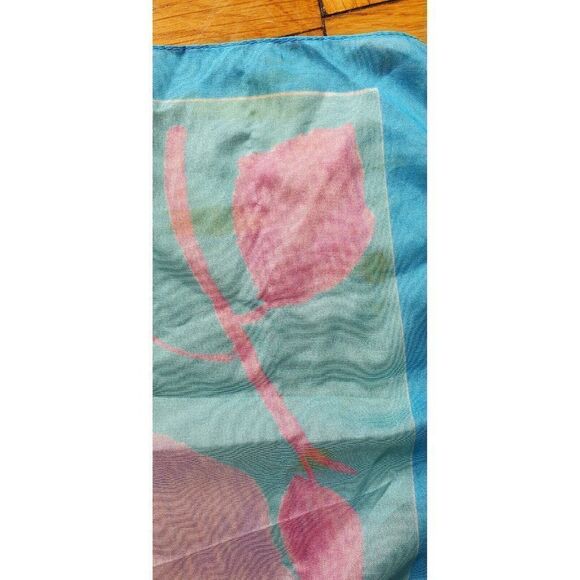 YVES ROCHER Floral Silk Scarf, Vintage Butterfly High Fashion Luxury Shawl- - Picture 4 of 4